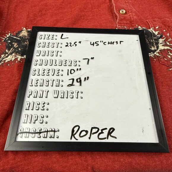 Vintage 90s Roper Bull Graphic Polo Shirt Mens L Rust Red Western Cowboy Rodeo - Picture 12 of 12